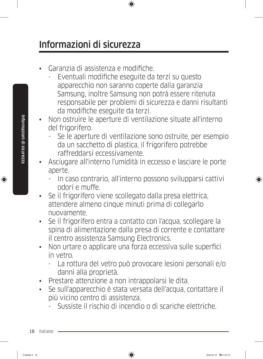 Samsung RB34K6232SS/EF, RB37K63612C/EF, RB34K6032SS/EF, RB37K63611L/EF, RB37K63632C/EF manual Informazioni di sicurezza 