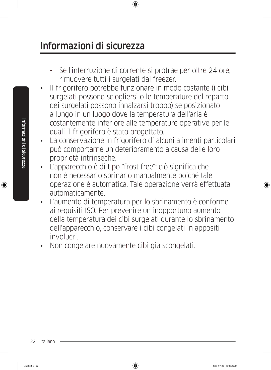 Samsung RB37K63611L/EF, RB37K63612C/EF, RB34K6032SS/EF, RB34K6232SS/EF, RB37K63632C/EF manual Informazioni di sicurezza 