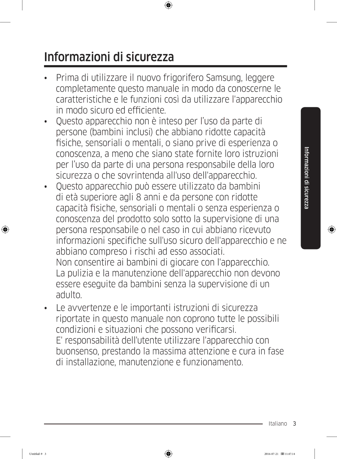 Samsung RB34K6232SS/EF, RB37K63612C/EF, RB34K6032SS/EF, RB37K63611L/EF, RB37K63632C/EF manual Informazioni di sicurezza 