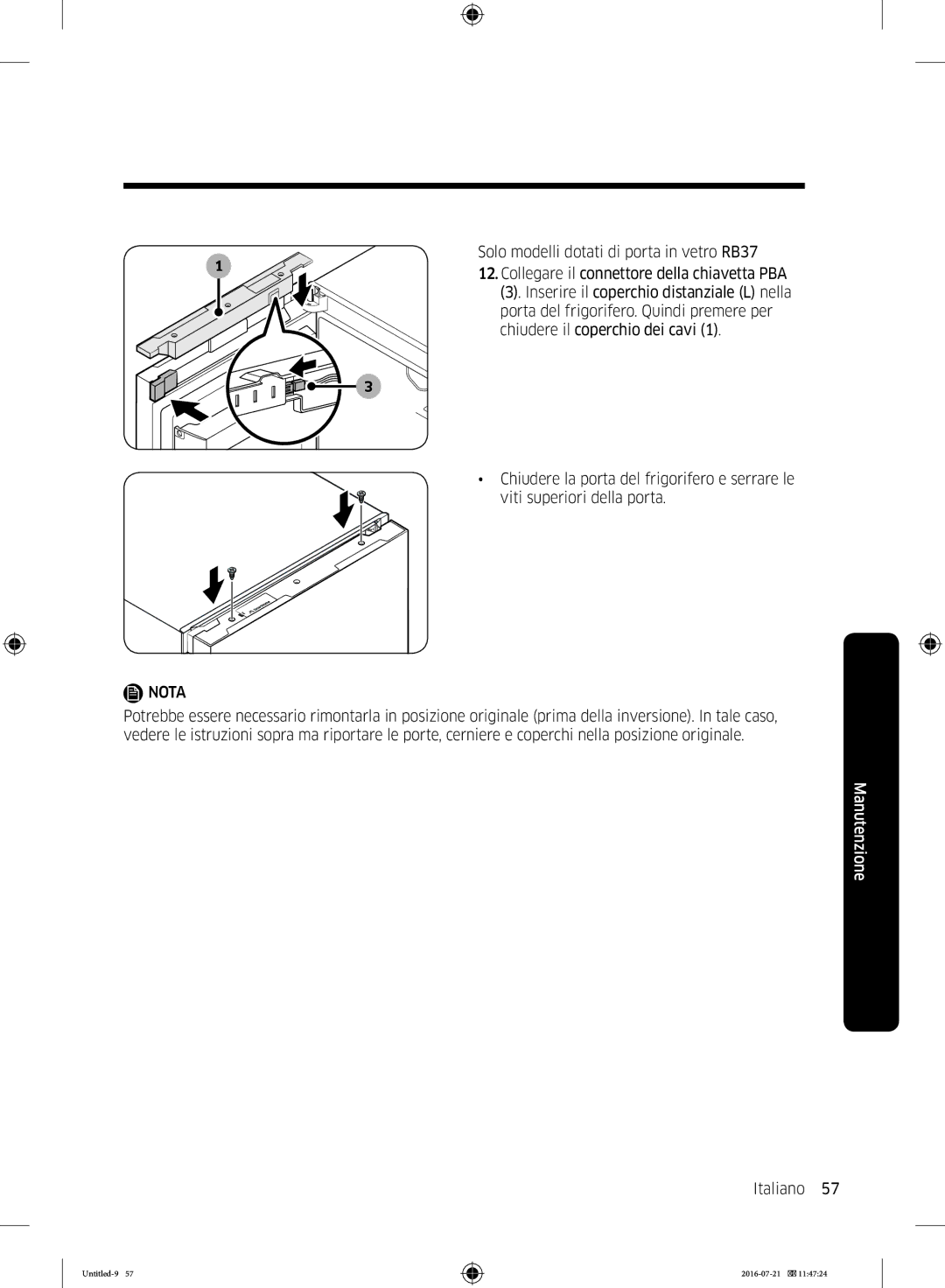 Samsung RB37K63611L/EF, RB37K63612C/EF, RB34K6032SS/EF, RB34K6232SS/EF, RB37K63632C/EF manual Nota 