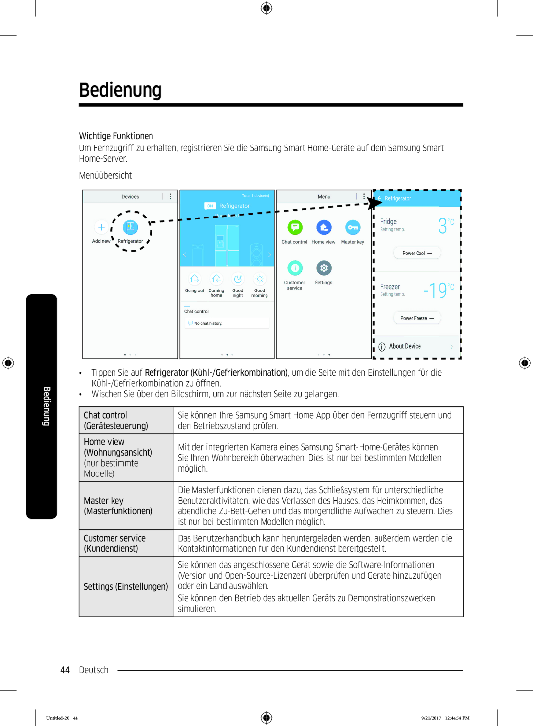 Samsung RB37K63612C/EF manual Gerätesteuerung Den Betriebszustand prüfen Home view, Wohnungsansicht, Nur bestimmte, Möglich 