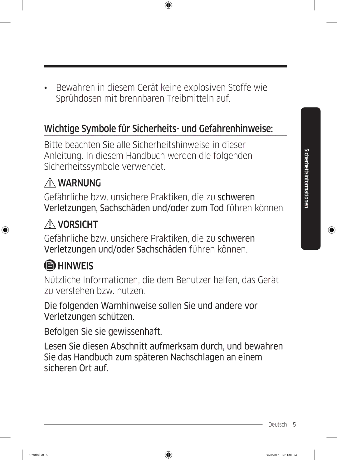 Samsung RB34K6100SS/EF, RB37K63612C/EF, RB34K6032SS/EF, RB33K3000SA/EF manual Warnung 