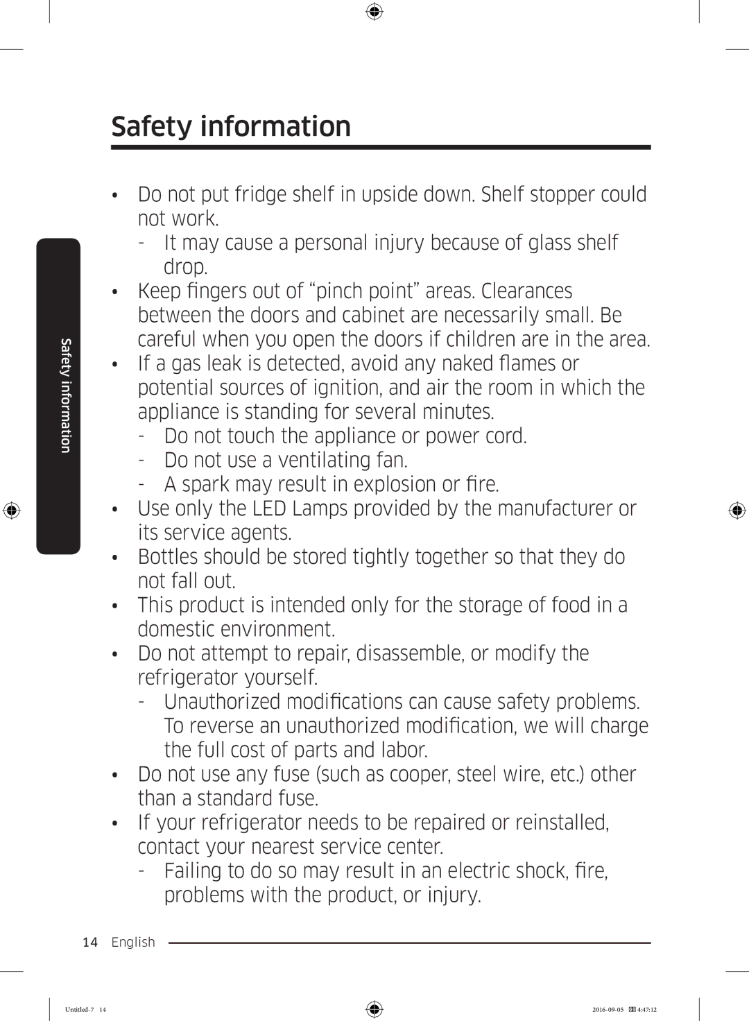 Samsung RB37K63612C/EF, RB37K63632C/EF manual Safety information 