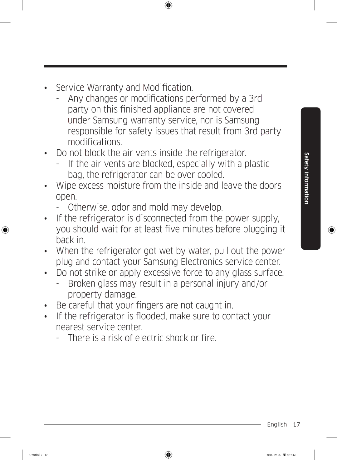 Samsung RB37K63632C/EF, RB37K63612C/EF manual Safety information 