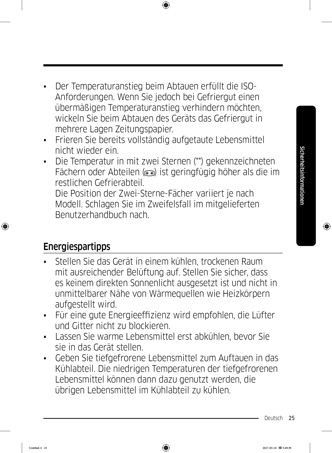 Samsung RB38M7998S4/EF, RB38K7998S4/EF, RL37J501MSA/EG manual Energiespartipps 