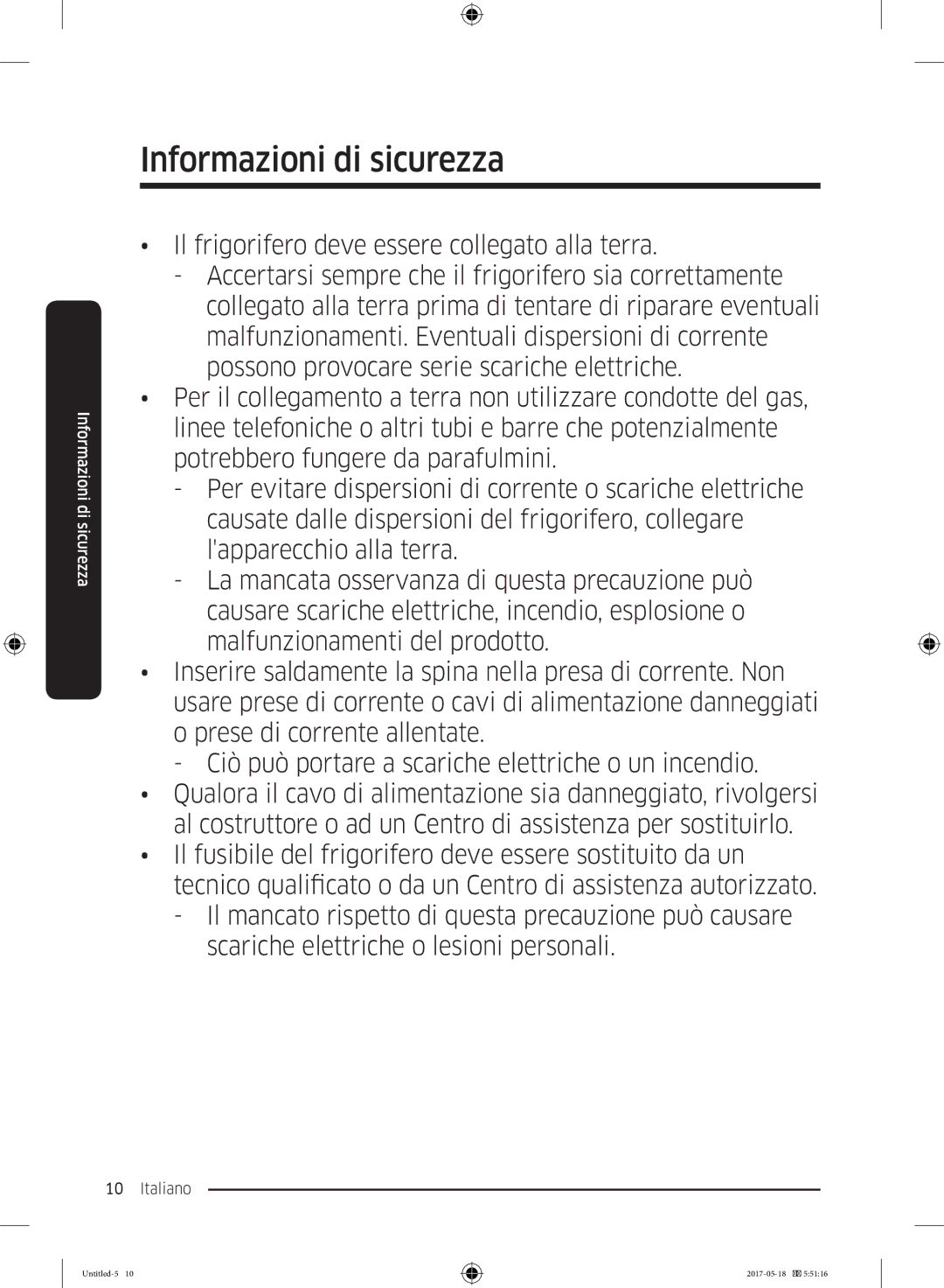 Samsung RL37J501MSA/EG, RB38K7998S4/EF, RB38M7998S4/EF manual Informazioni di sicurezza 