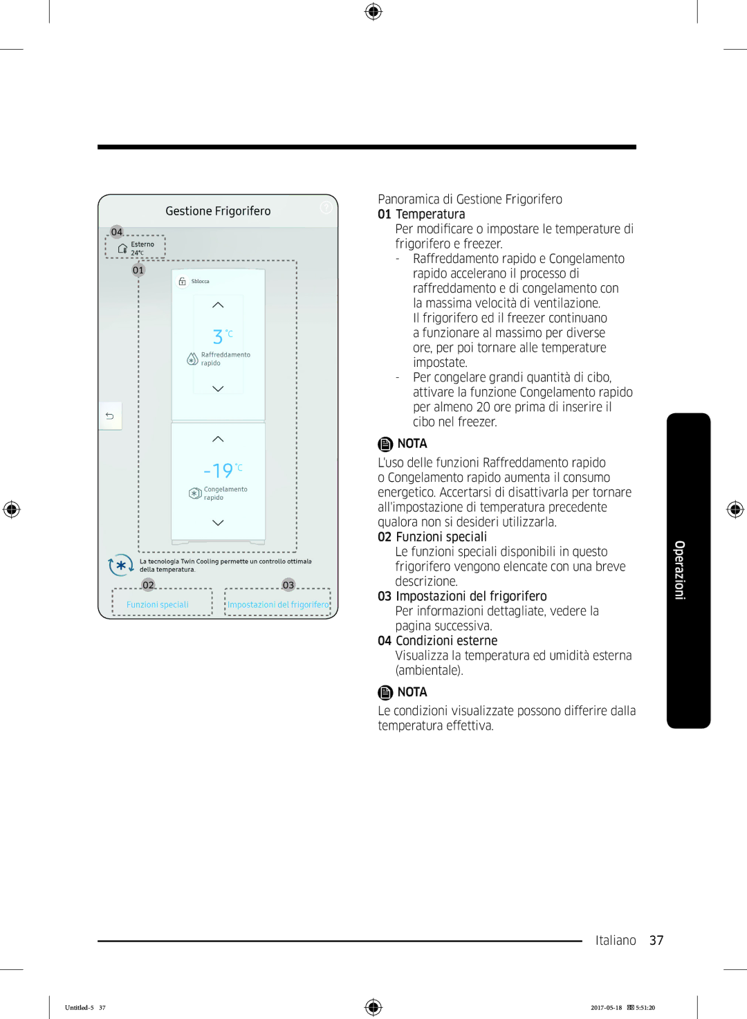 Samsung RL37J501MSA/EG manual Panoramica di Gestione Frigorifero Temperatura, Frigorifero e freezer, Cibo nel freezer 