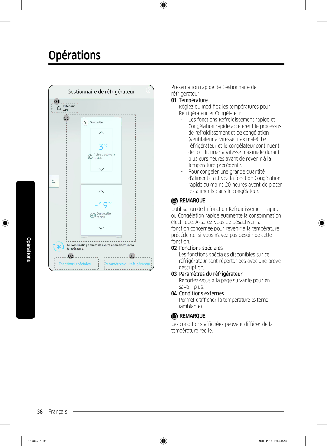 Samsung RB38K7998S4/EF Présentation rapide de Gestionnaire de, Température, Réfrigérateur et Congélateur, Fonction 