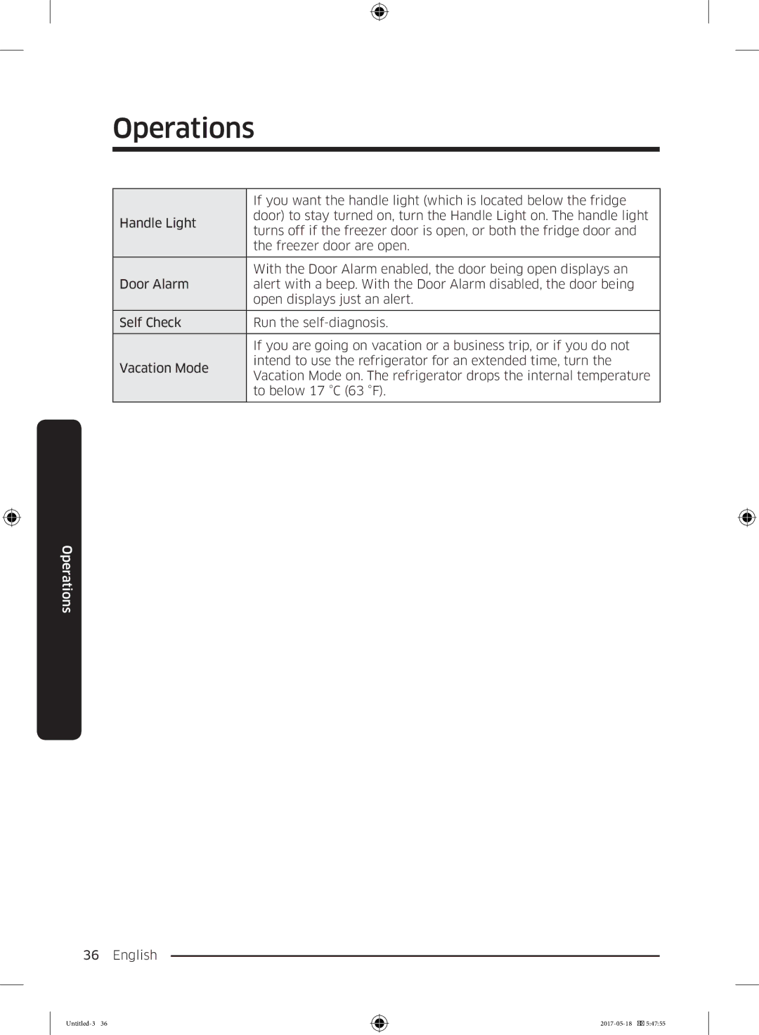 Samsung RB38K7998S4/EF, RL37J501MSA/EG, RB38M7998S4/EF manual Operations 