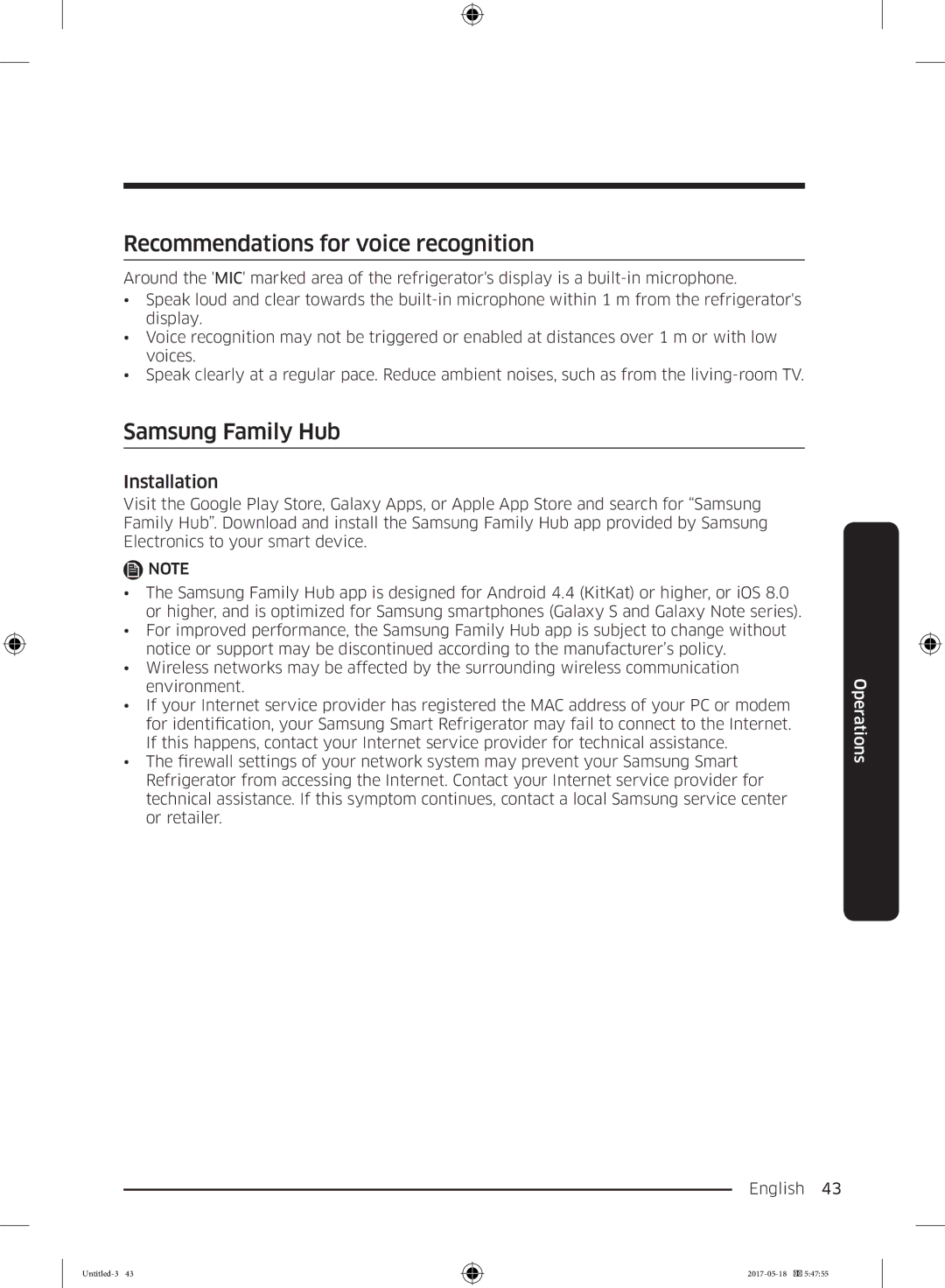 Samsung RL37J501MSA/EG, RB38K7998S4/EF, RB38M7998S4/EF manual Recommendations for voice recognition, Samsung Family Hub 