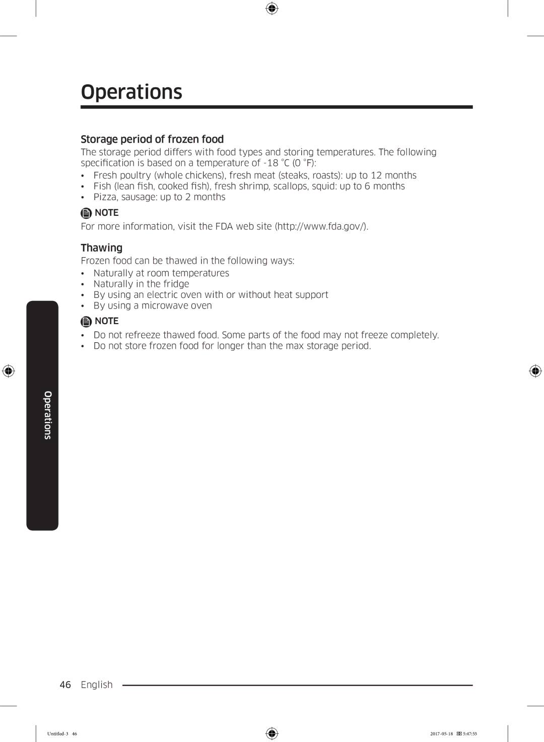 Samsung RL37J501MSA/EG, RB38K7998S4/EF, RB38M7998S4/EF manual Storage period of frozen food, Thawing 