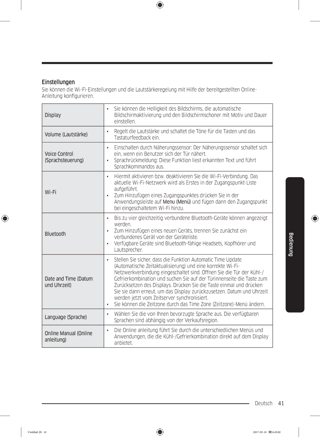 Samsung RB38K7998S4/EF manual Einstellungen 