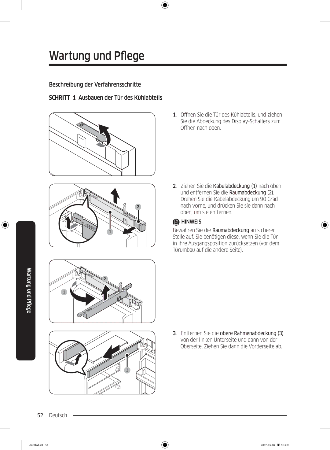 Samsung RB38K7998S4/EF manual Flege Wartung und P 