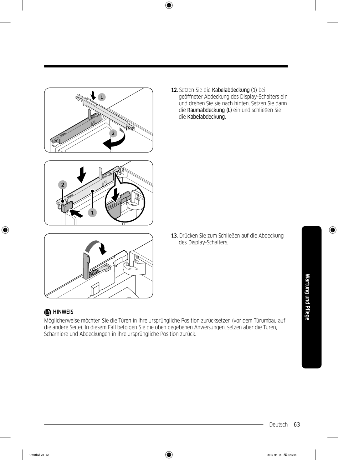 Samsung RB38K7998S4/EF manual Hinweis 