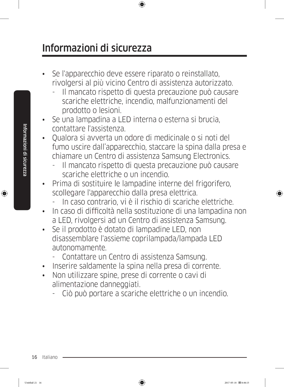 Samsung RB38K7998S4/EF manual Informazioni di sicurezza 