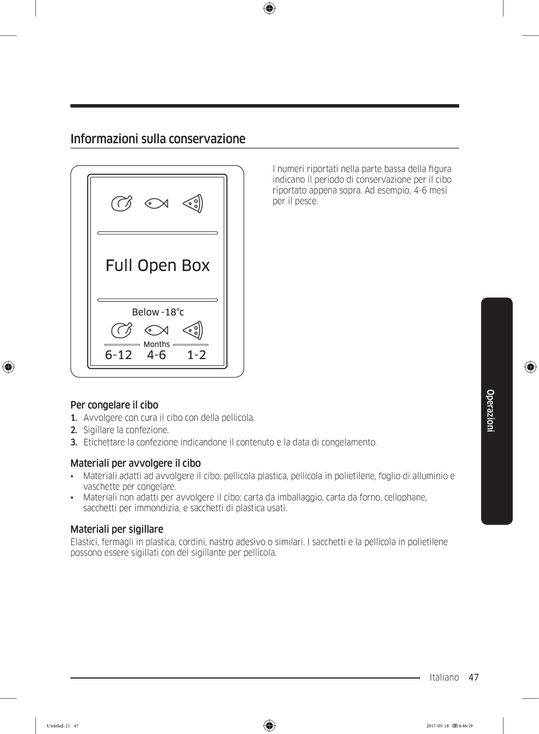 Samsung RB38K7998S4/EF manual Informazioni sulla conservazione, Per congelare il cibo, Materiali per avvolgere il cibo 