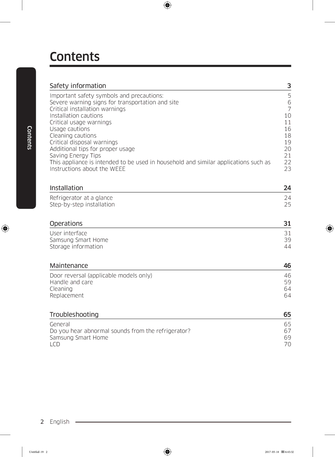 Samsung RB38K7998S4/EF manual Contents 