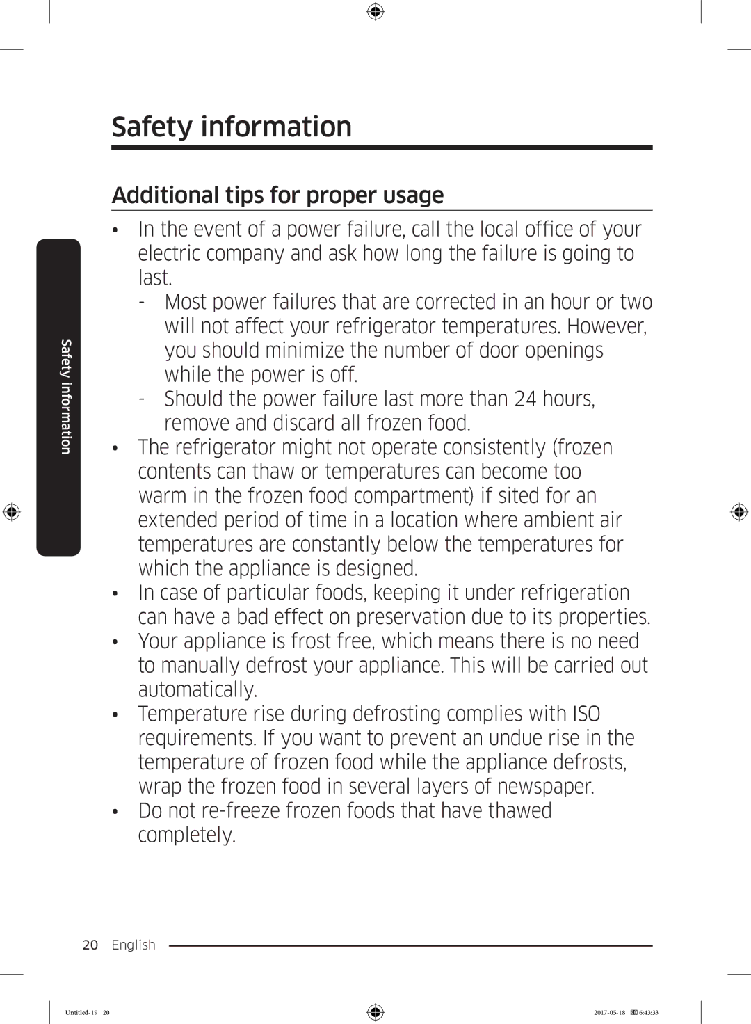 Samsung RB38K7998S4/EF manual Additional tips for proper usage 