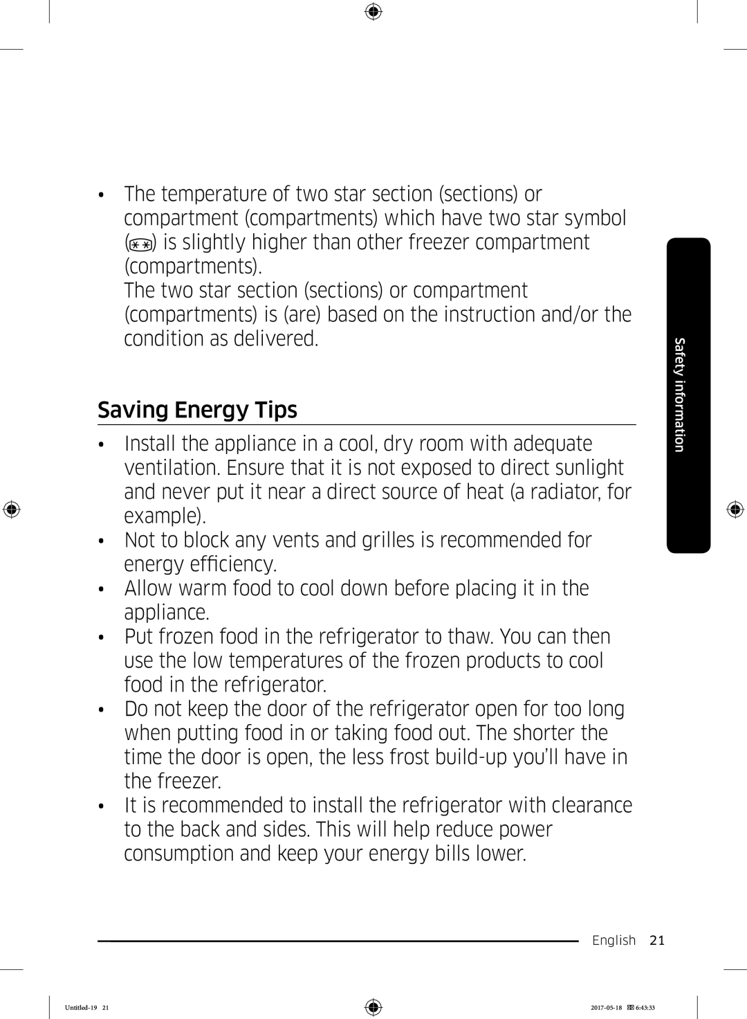 Samsung RB38K7998S4/EF manual Saving Energy Tips 