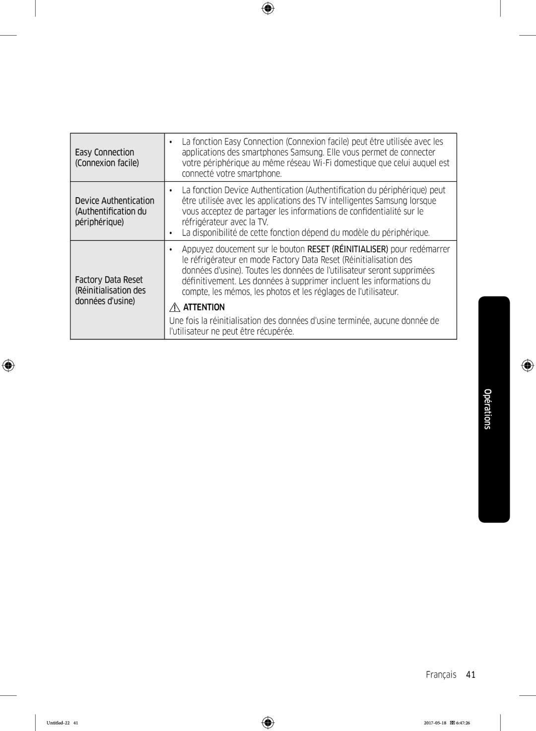 Samsung RB38K7998S4/EF manual Connexion facile, Connecté votre smartphone, Lutilisateur ne peut être récupérée 