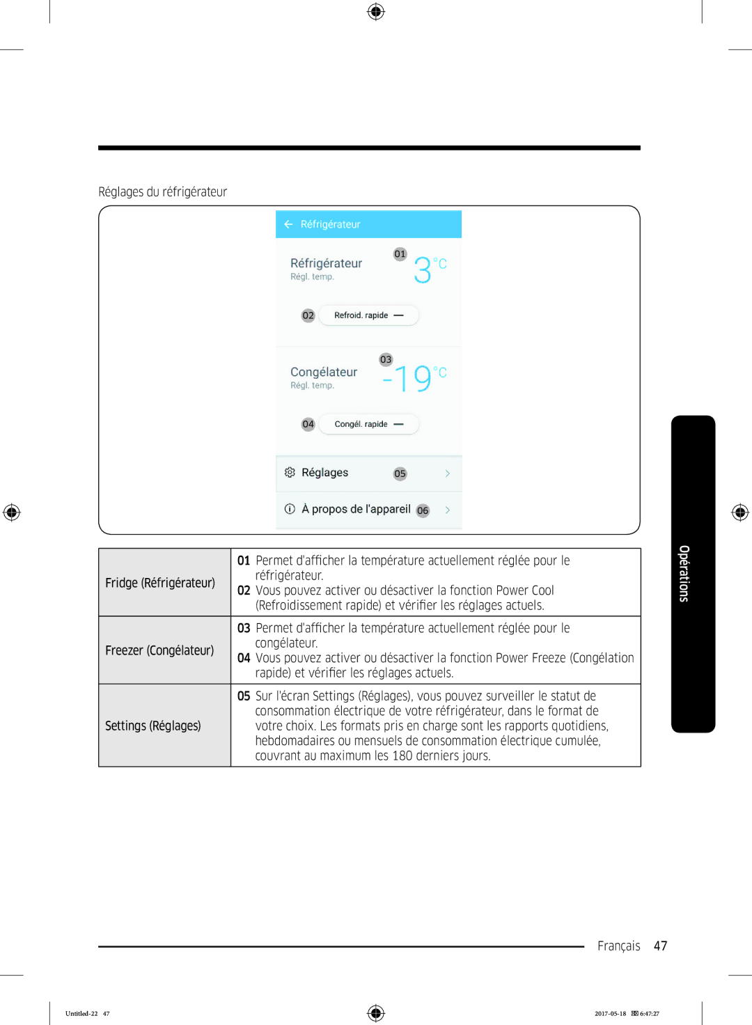 Samsung RB38K7998S4/EF manual Rapide et vérifier les réglages actuels, Settings Réglages 