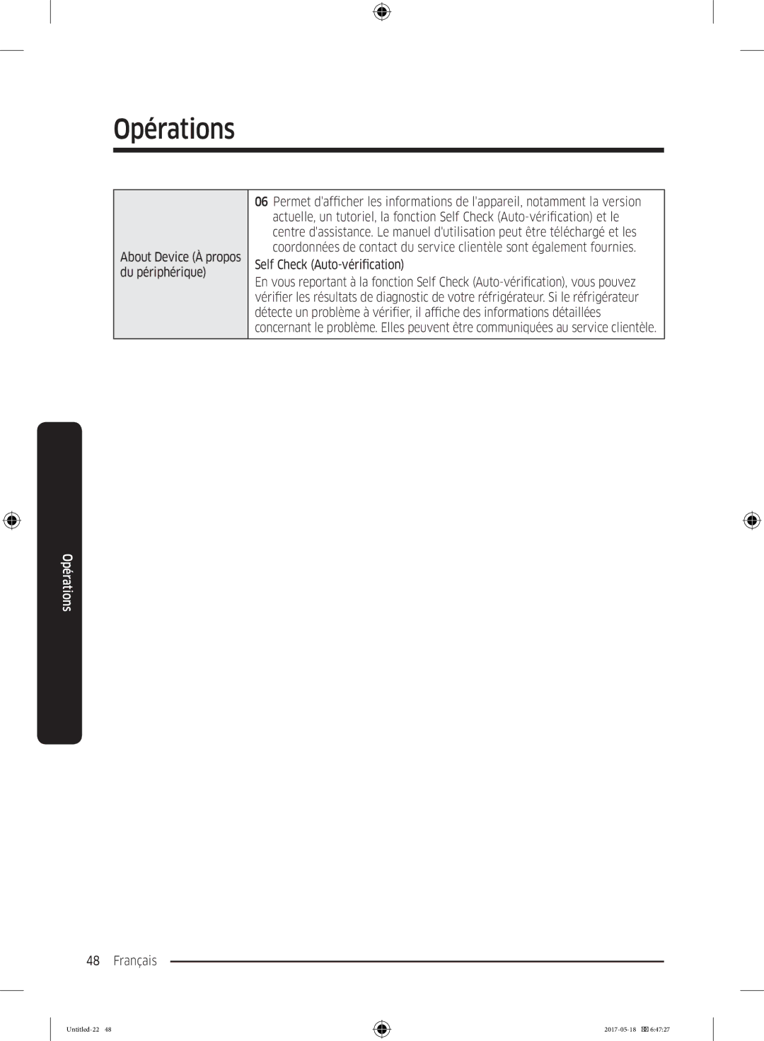 Samsung RB38K7998S4/EF manual Self Check Auto-vérification 