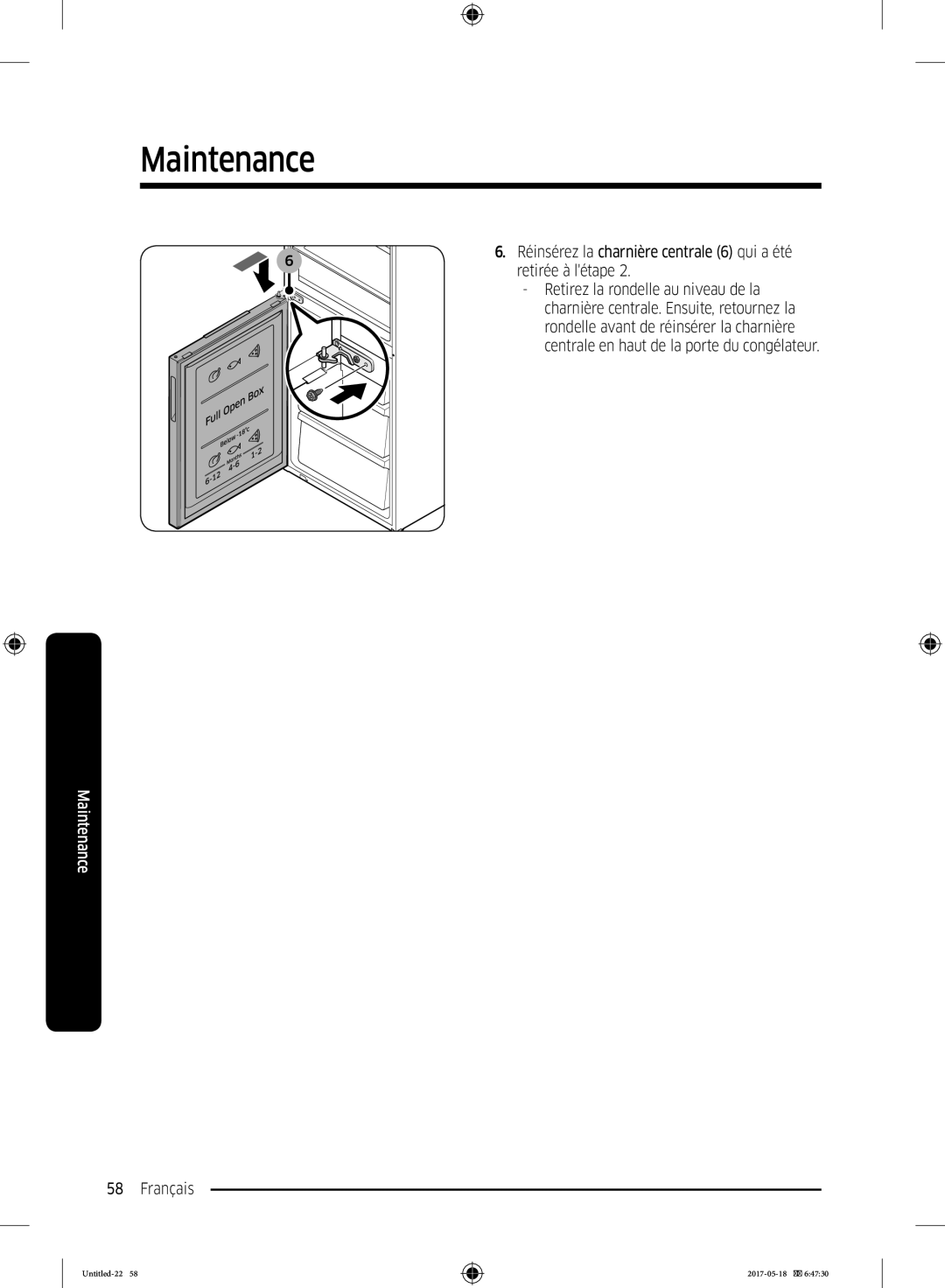 Samsung RB38K7998S4/EF manual Retirée à létape, Retirez la rondelle au niveau de la 