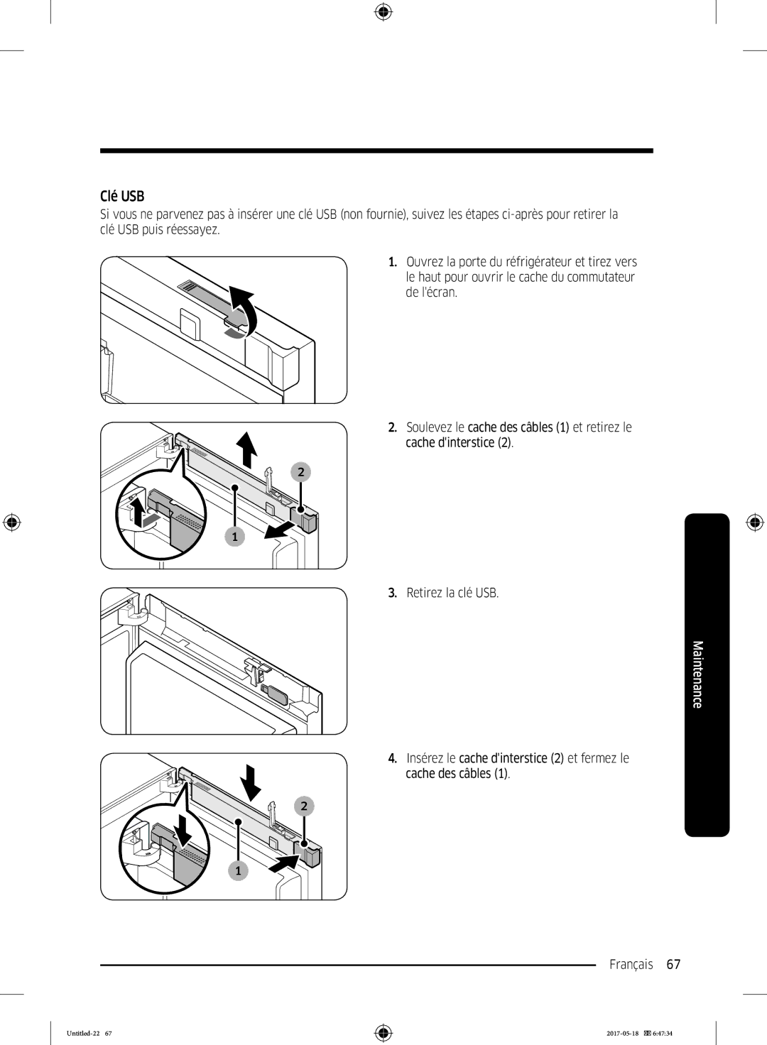 Samsung RB38K7998S4/EF manual Clé USB 