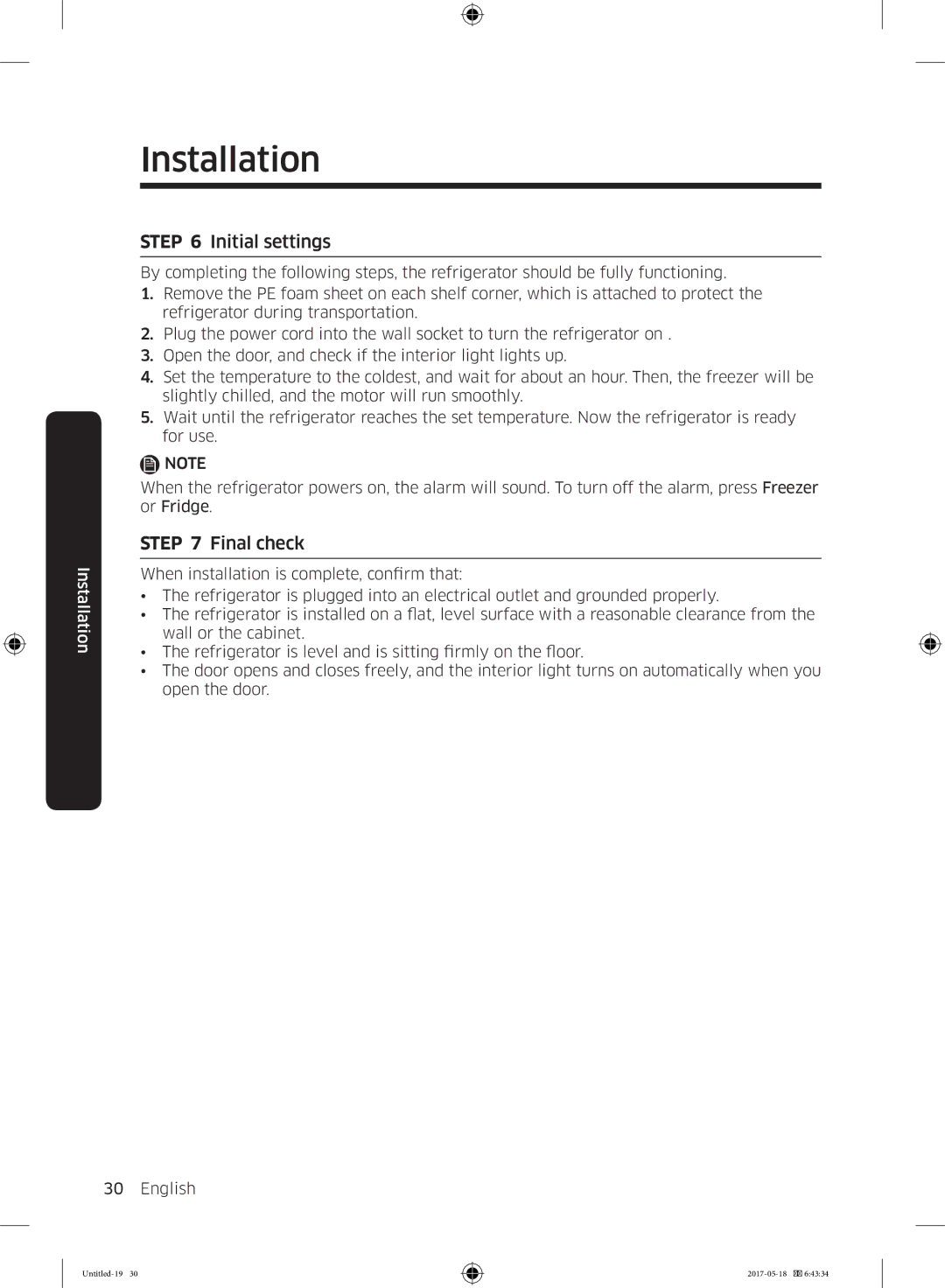 Samsung RB38K7998S4/EF manual Initial settings, Final check 