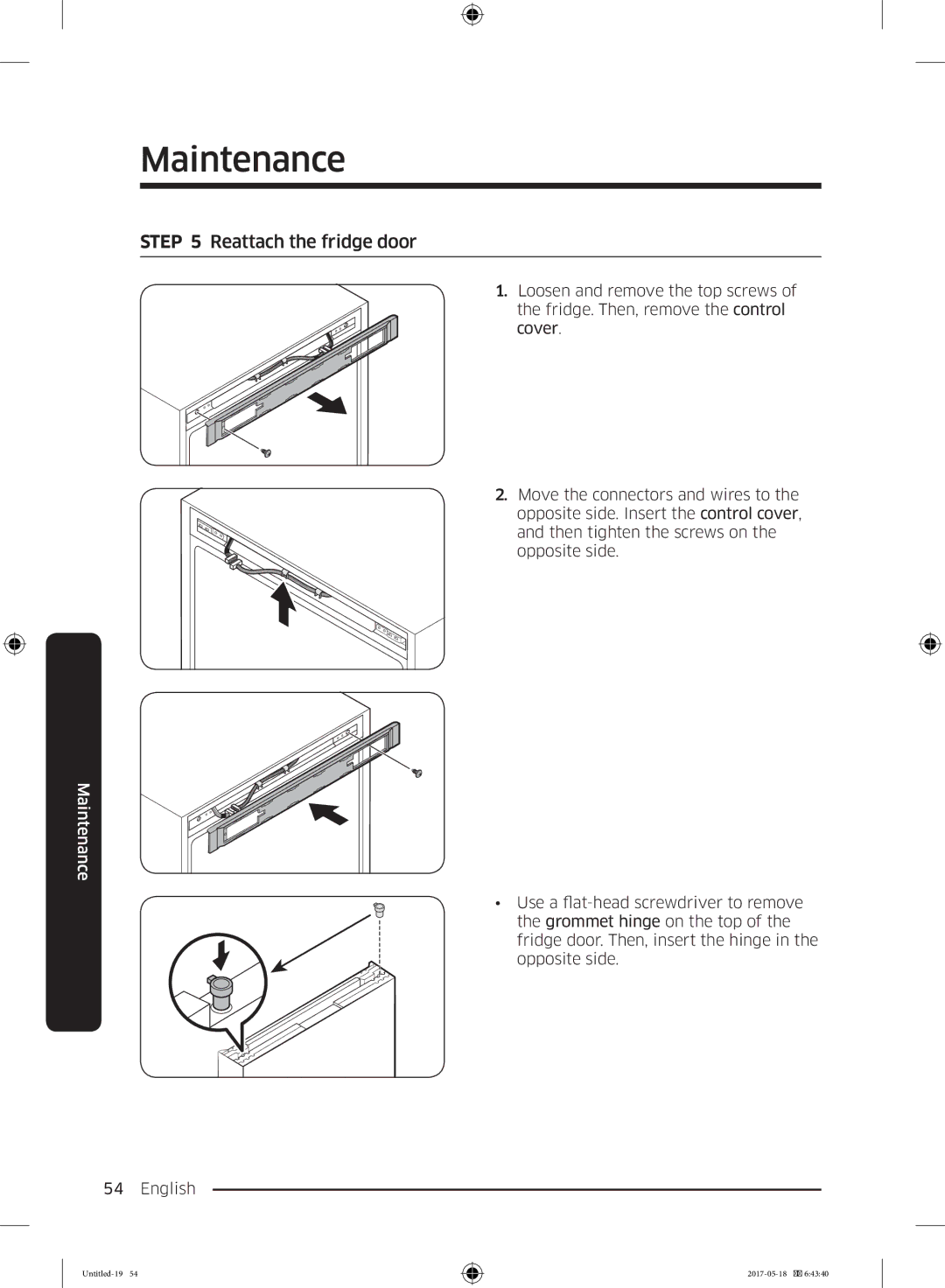 Samsung RB38K7998S4/EF manual Reattach the fridge door 