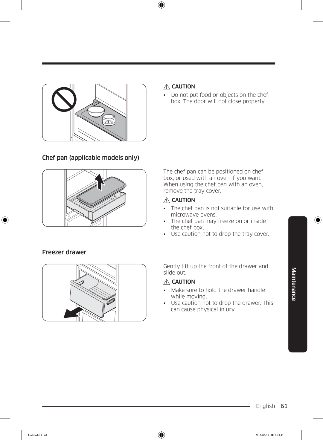 Samsung RB38K7998S4/EF manual Chef pan applicable models only, Freezer drawer 