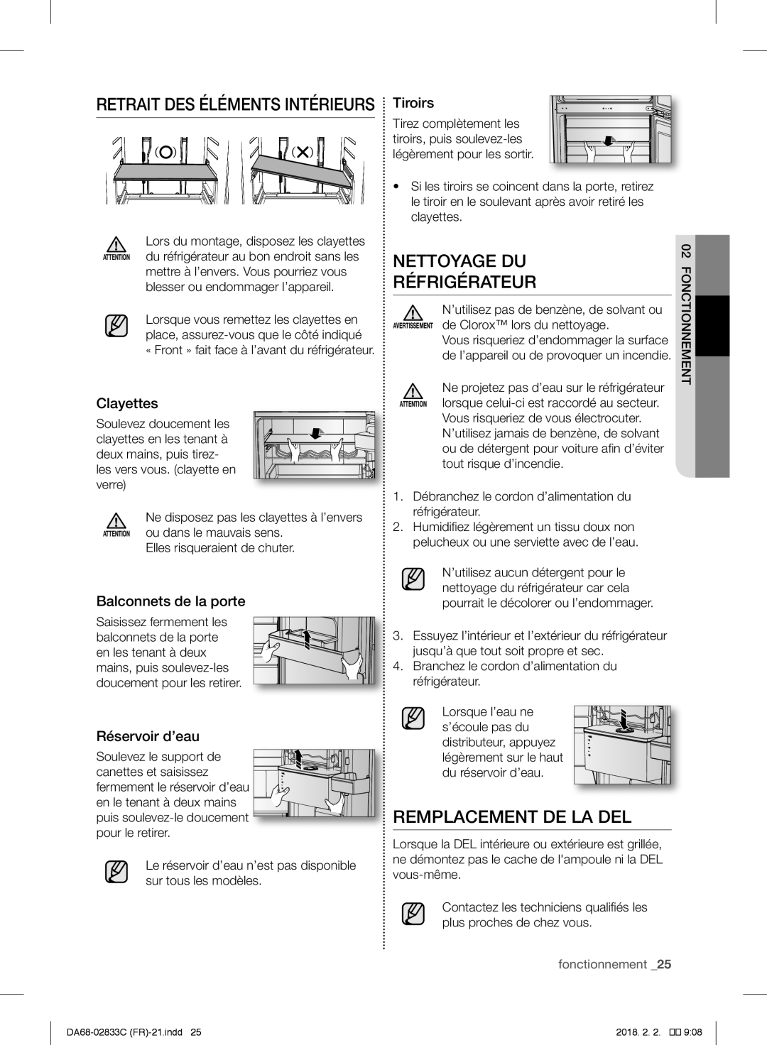 Samsung RB37J5000WW/EF, RB3EJ5200WW/EF, RB37J5325SS/EF, RB30J3700WW/EF, RB37J5700SA/EF Nettoyage DU, Remplacement DE LA DEL 