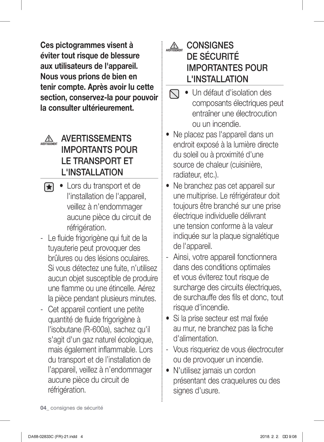 Samsung RB37J5600SA/EF, RB3EJ5200WW/EF, RB37J5325SS/EF, RB30J3700WW/EF, RB37J5700SA/EF, RB37J5000SA/EF manual Consignes 