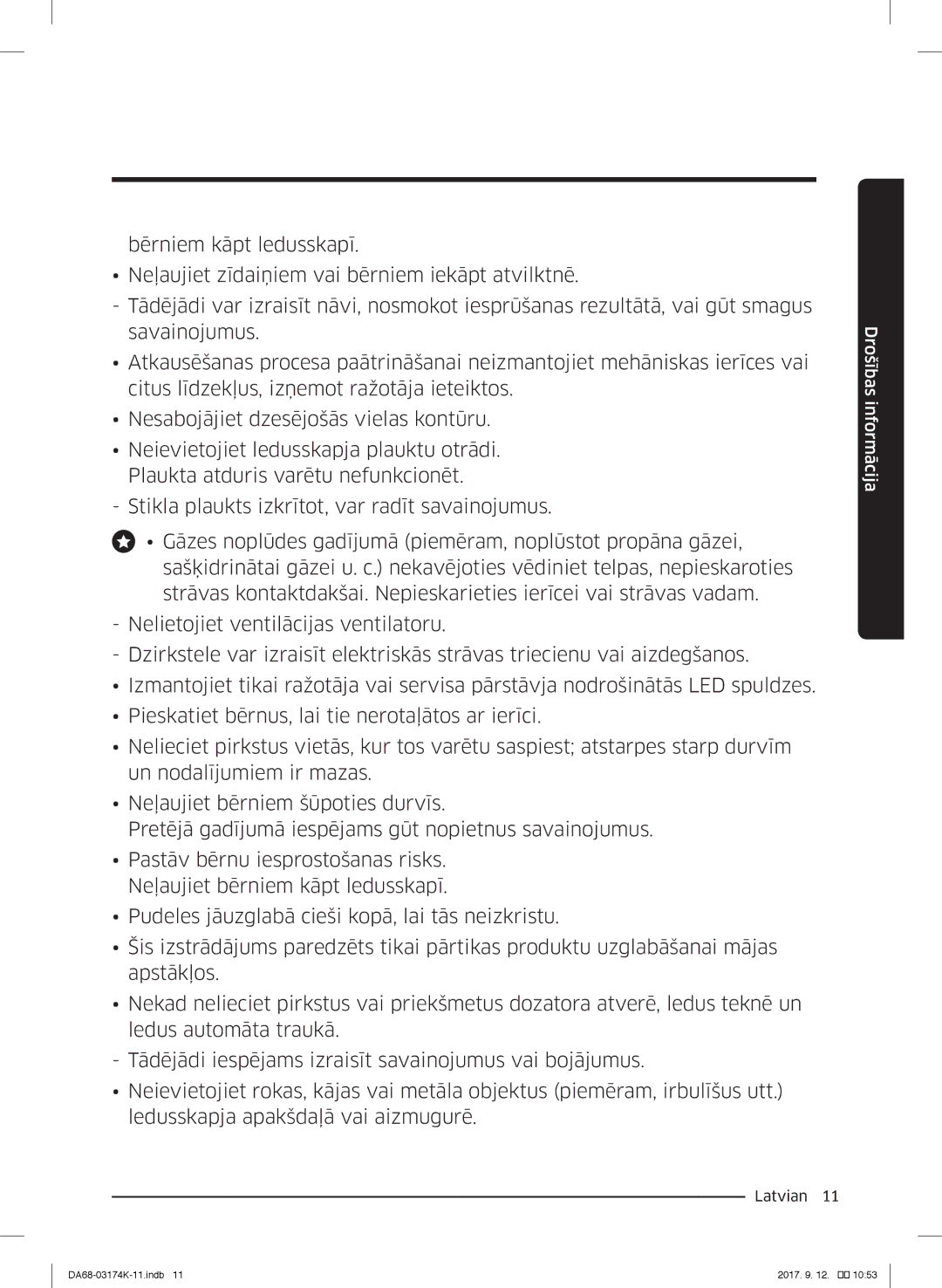 Samsung RB41J7810SR/EF, RB41J7235SR/EF, RB41J7215SR/EF, RB41J7859S4/EF, RB41J7734B1/EF, RB33J8797S4/EF Drošības informācija 