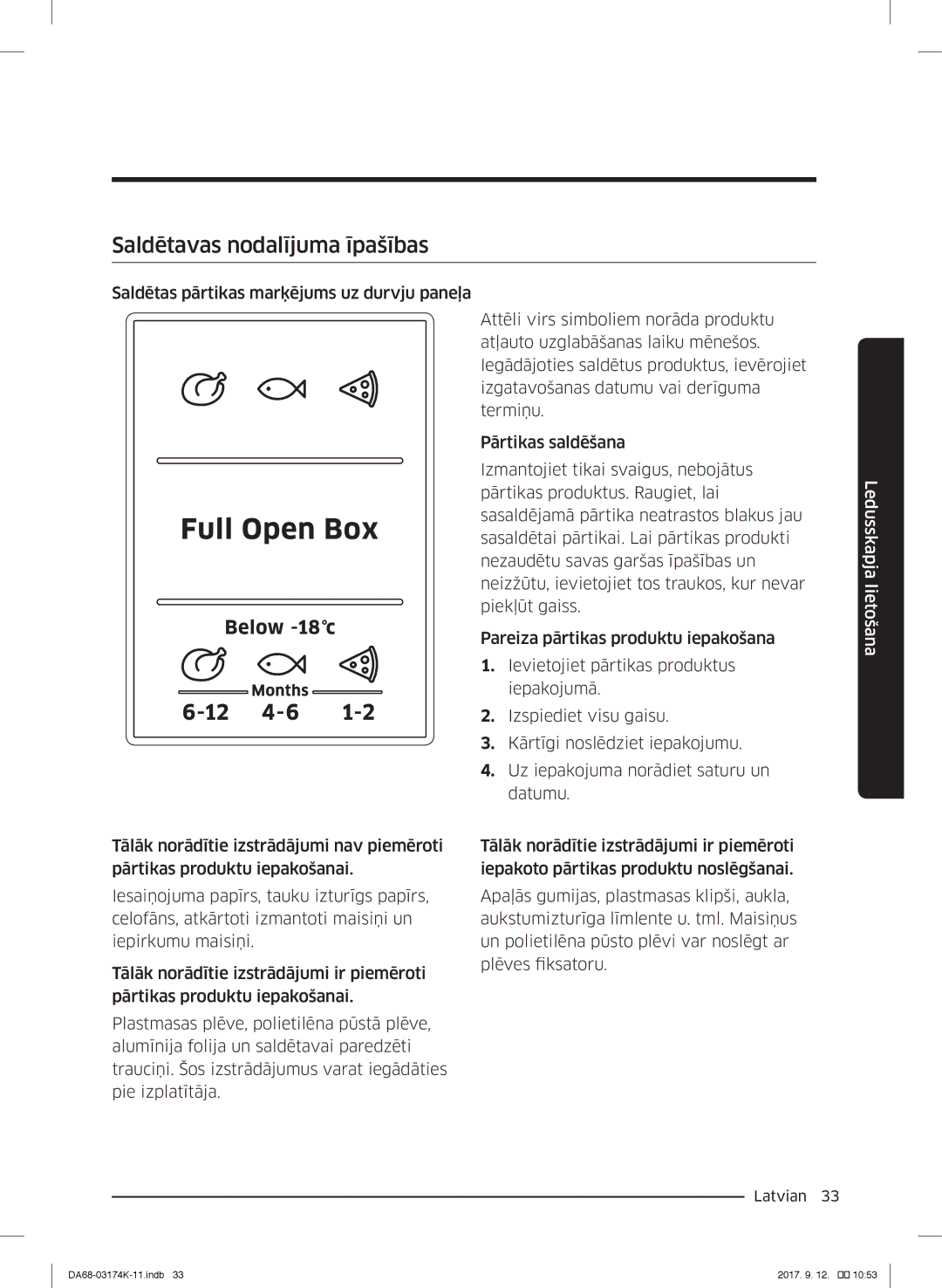 Samsung RB41J7810SR/EF, RB41J7235SR/EF, RB41J7215SR/EF, RB41J7859S4/EF, RB41J7734B1/EF manual Saldētavas nodalījuma īpašības 