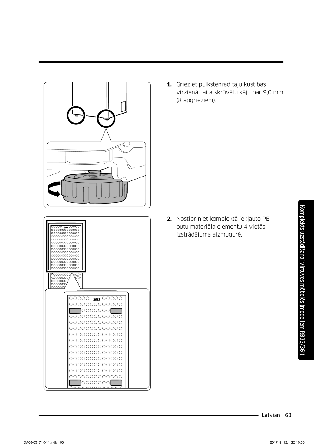 Samsung RB33J8835SR/EF, RB41J7235SR/EF, RB41J7215SR/EF manual Nostipriniet komplektā iekļauto PE Izstrādājuma aizmugurē 