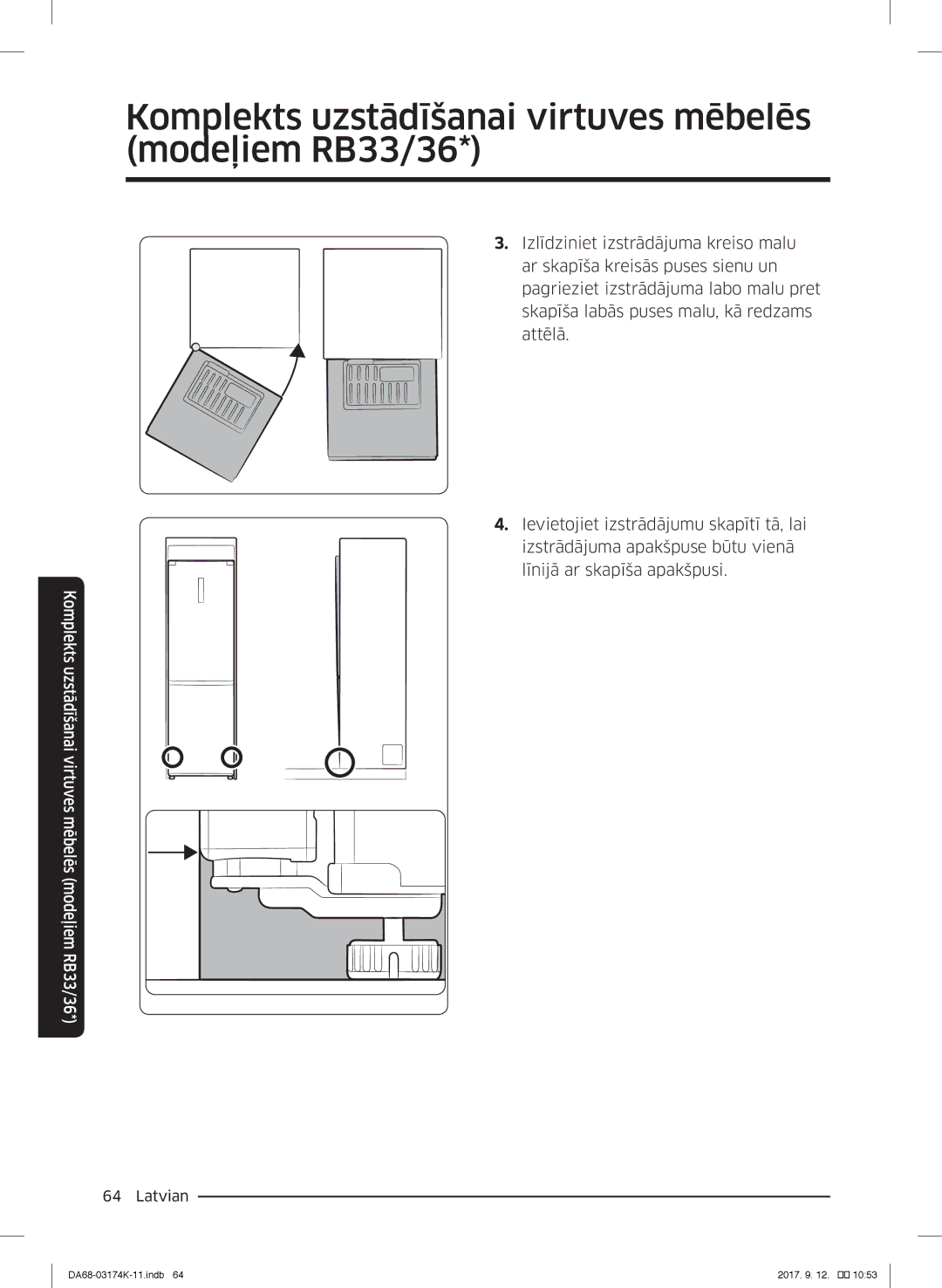 Samsung RB41J7335SR/EF, RB41J7235SR/EF, RB41J7215SR/EF manual Komplekts uzstādīšanai virtuves mēbelēs modeļiem RB33/36 