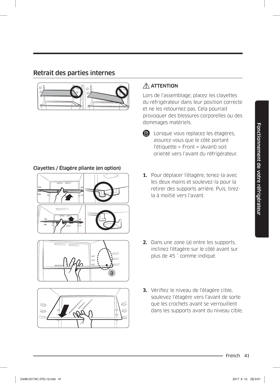 Samsung RB41J7734B1/EF, RB41J7359S4/EF, RB41J7215SR/EF, RB41J7000WW/EF, RB33J3000WW/EF manual Retrait des parties internes 