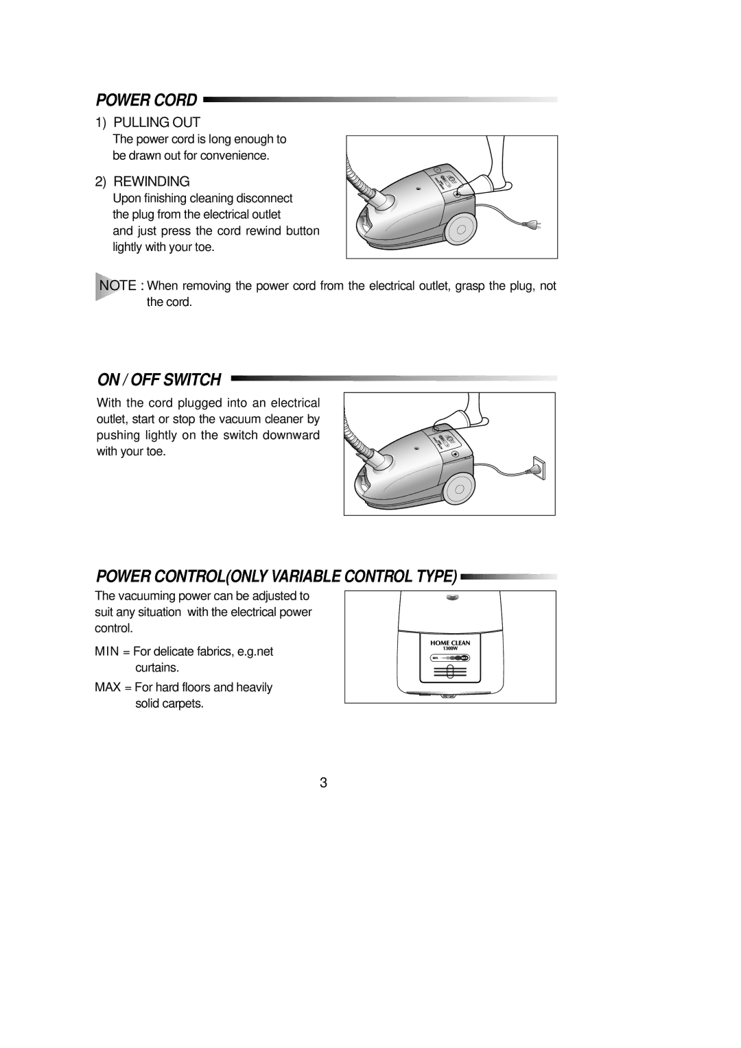 Samsung RC-5513V manual On / OFF Switch, Power Cord 