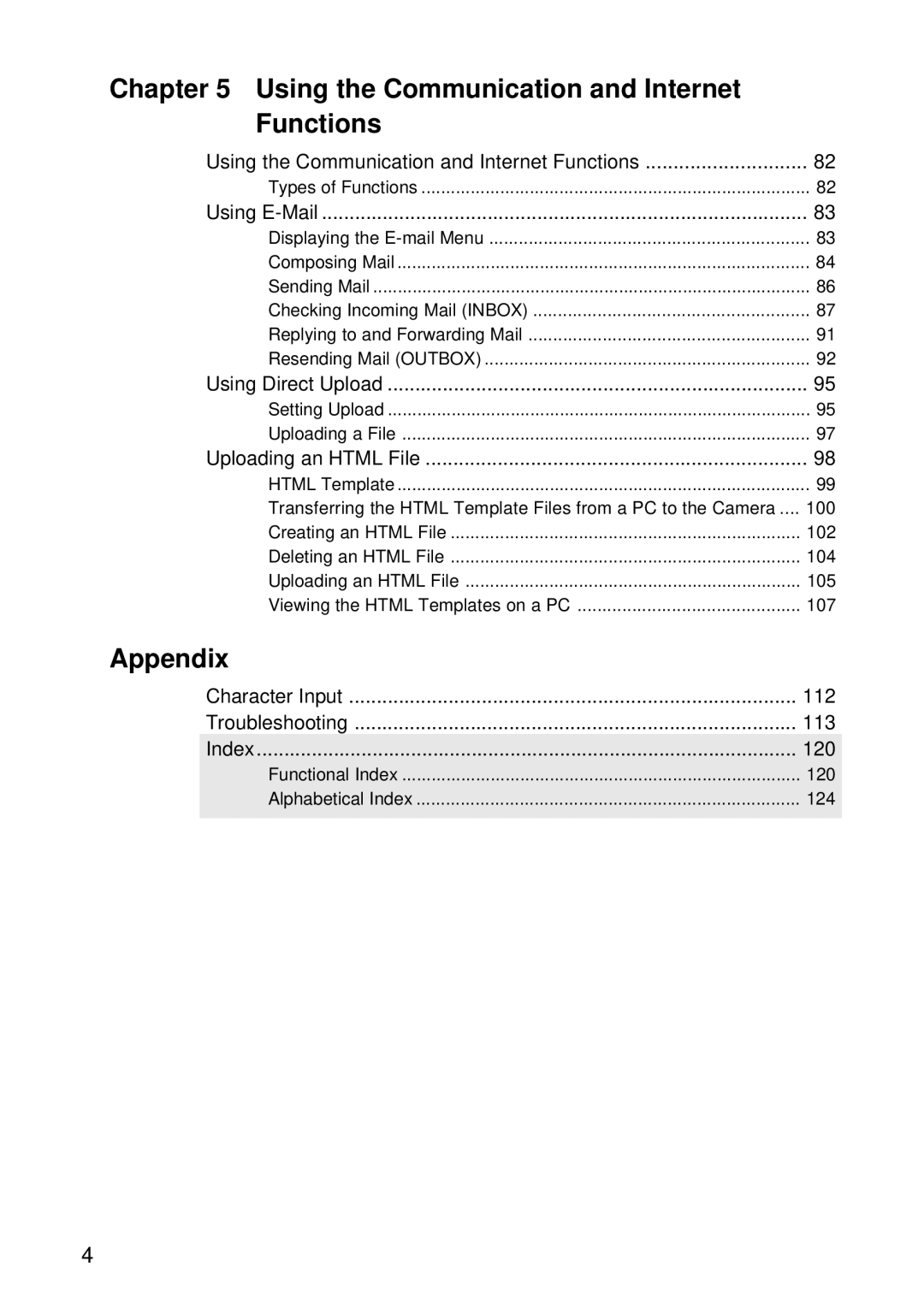 Samsung RDC-I500 manual Using the Communication and Internet Functions, Appendix 