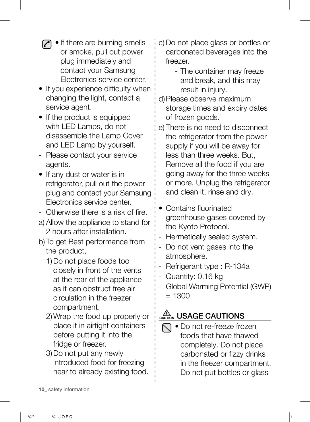 Samsung RF220NCTASP/ML manual Safety information 