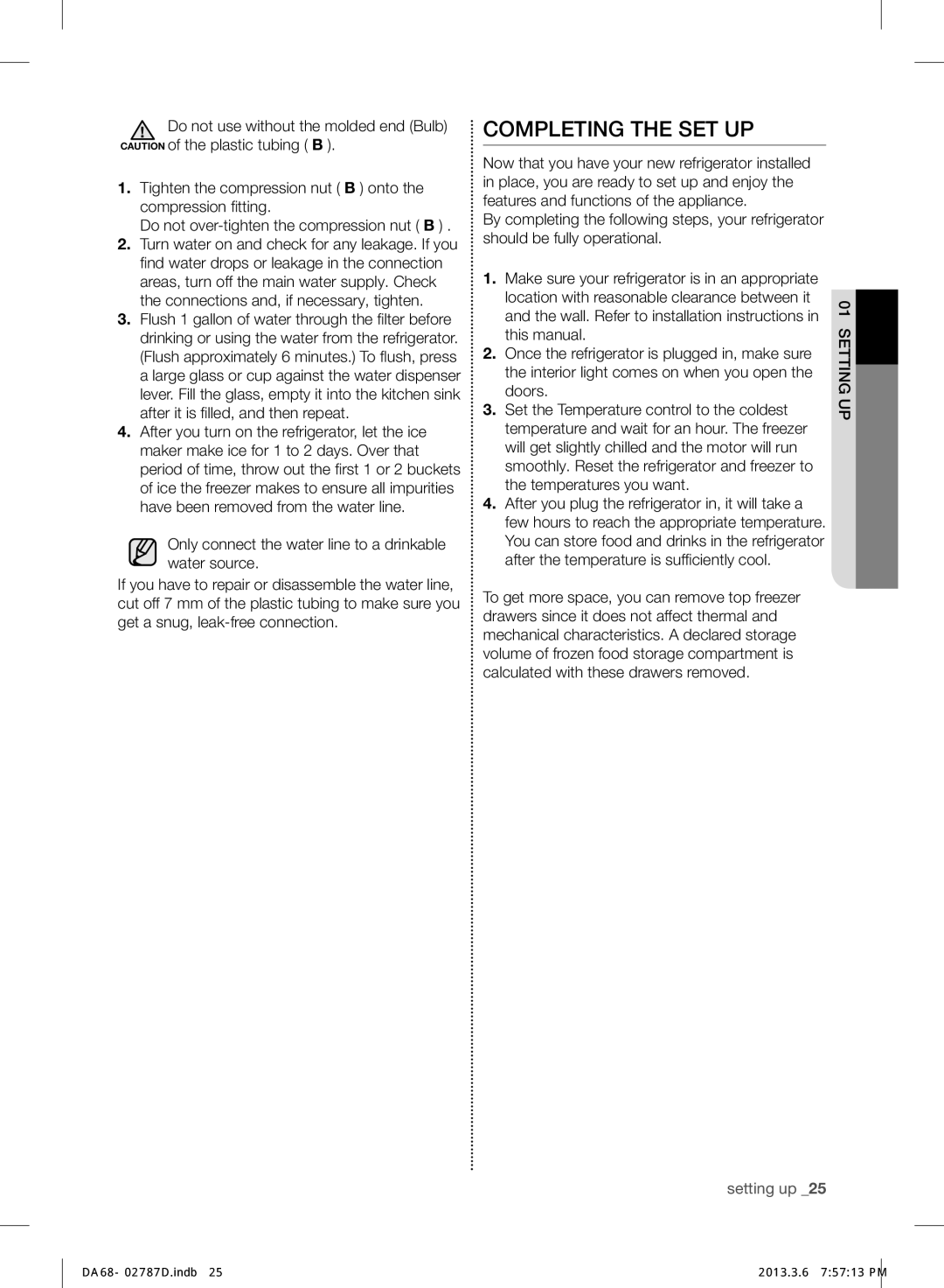 Samsung RF220NCTASP/ML manual Completing the SET UP 