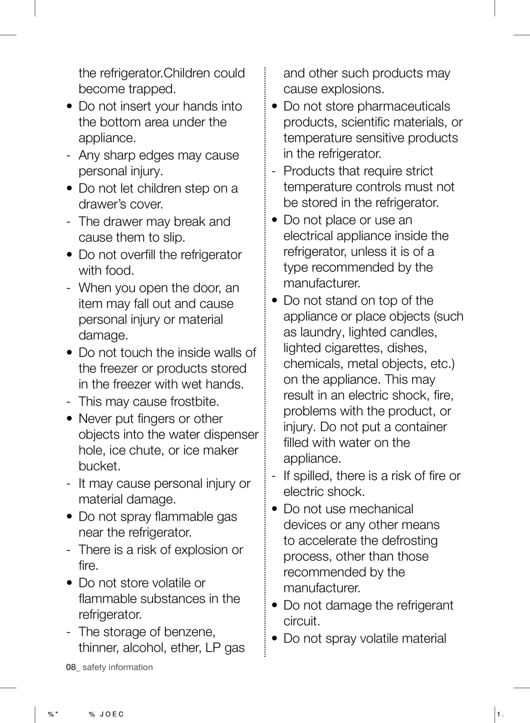 Samsung RF220NCTASP/ML manual Safety information 