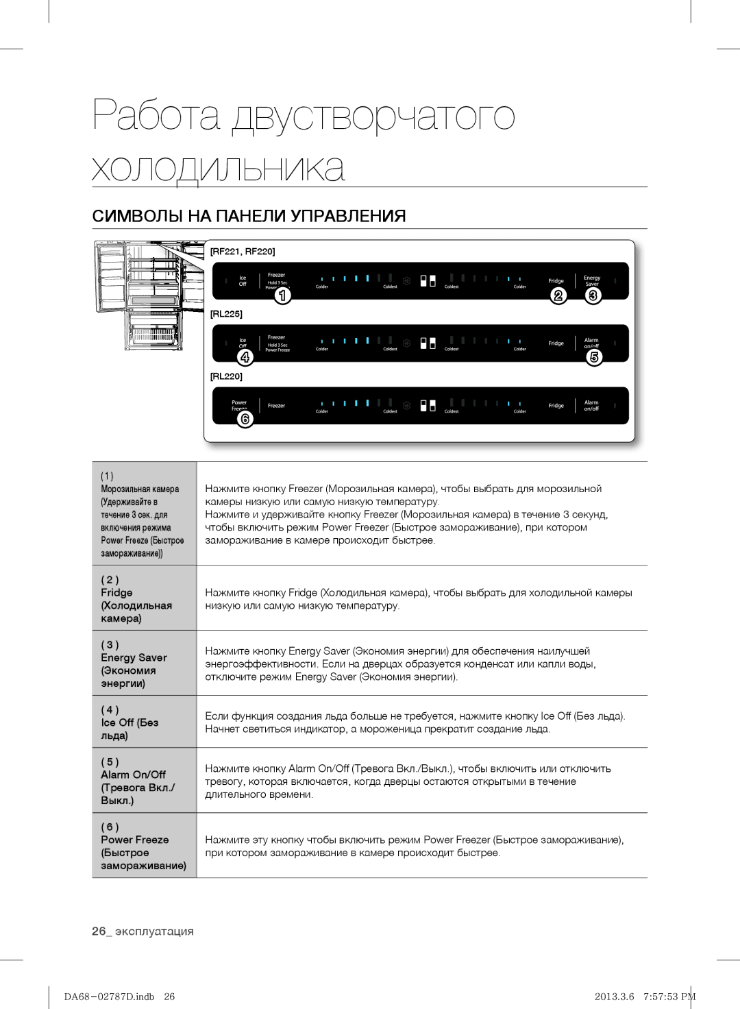 Samsung RF220NCTAWW/ML manual Работа двустворчатого холодильника 