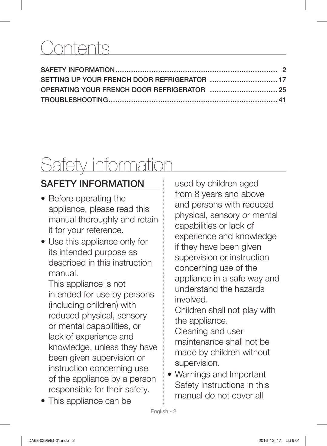 Samsung RF23HCEDBSR/ML manual Contents 