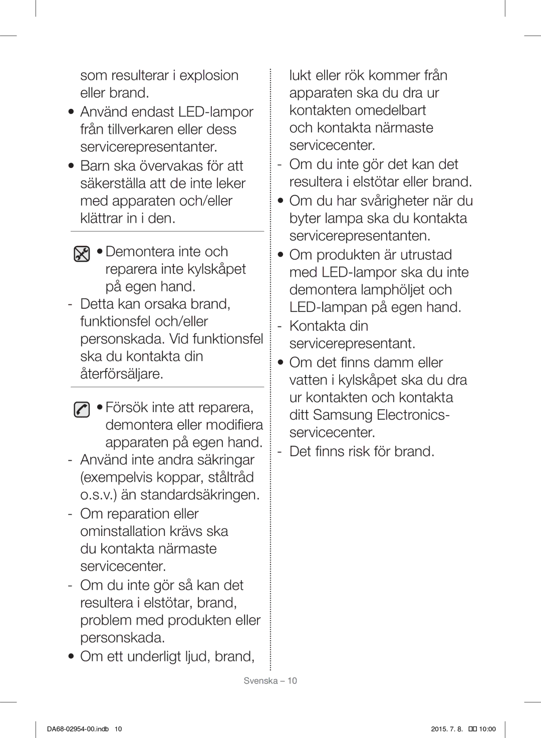 Samsung RF23HTEDBSR/EO manual Svenska 