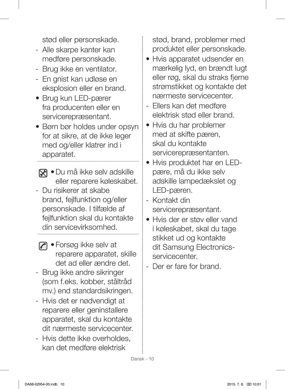 Samsung RF23HTEDBSR/EO manual Dansk 