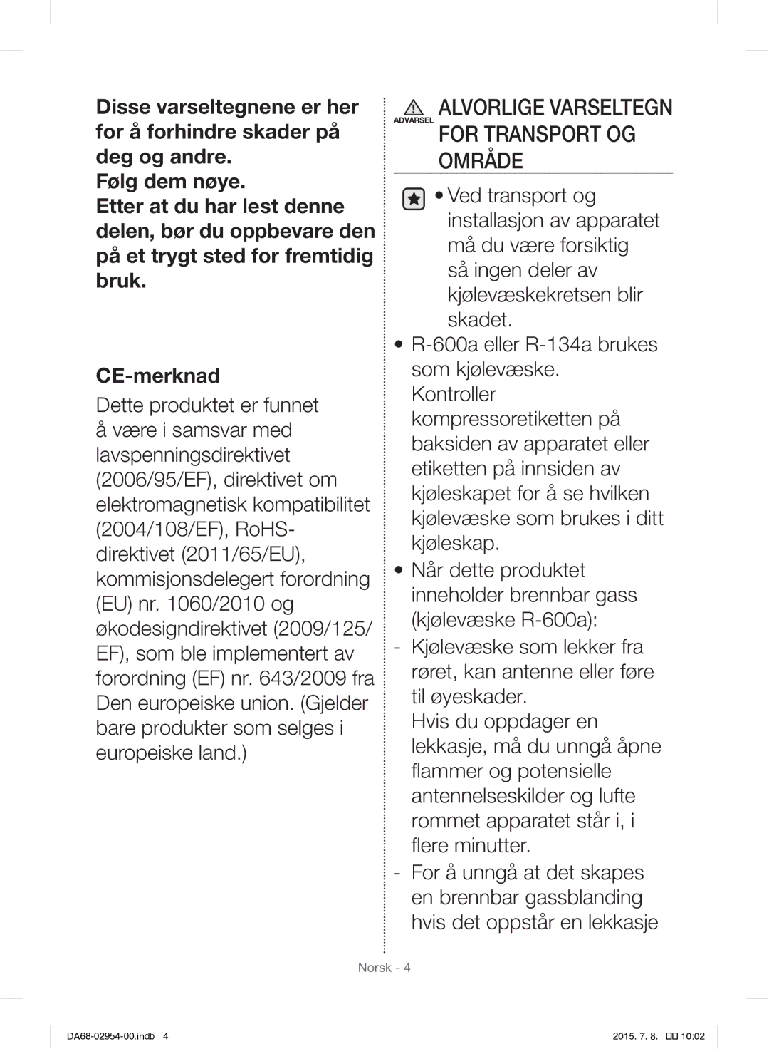 Samsung RF23HTEDBSR/EO manual Område 