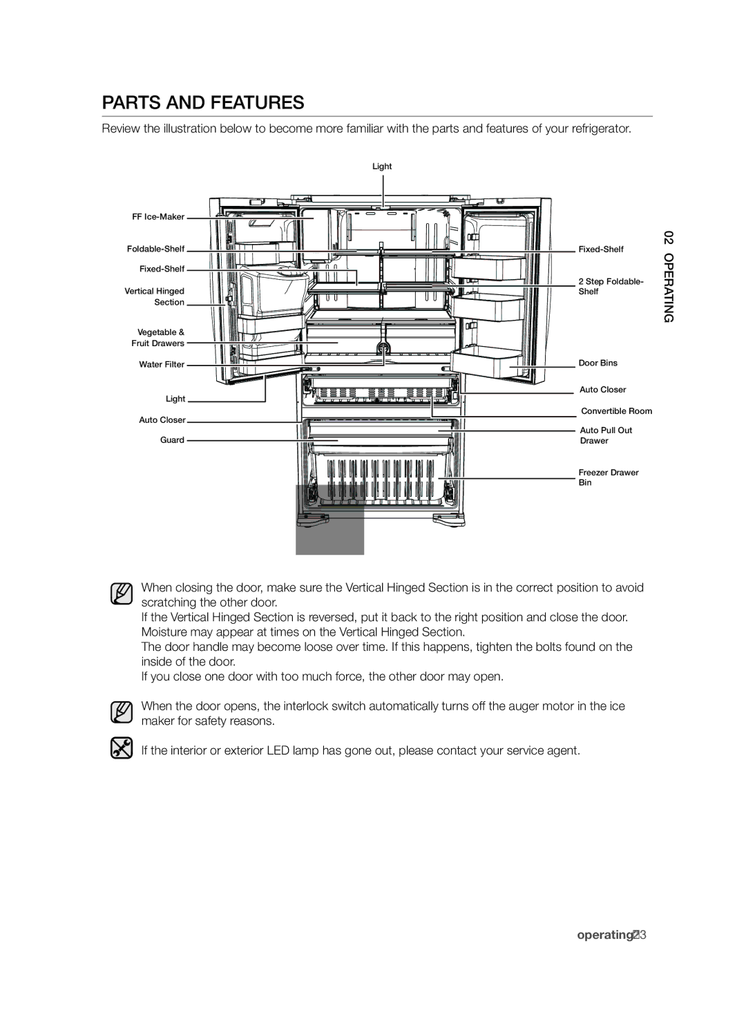 Samsung RF24FSEDBSR user manual Parts and Features 