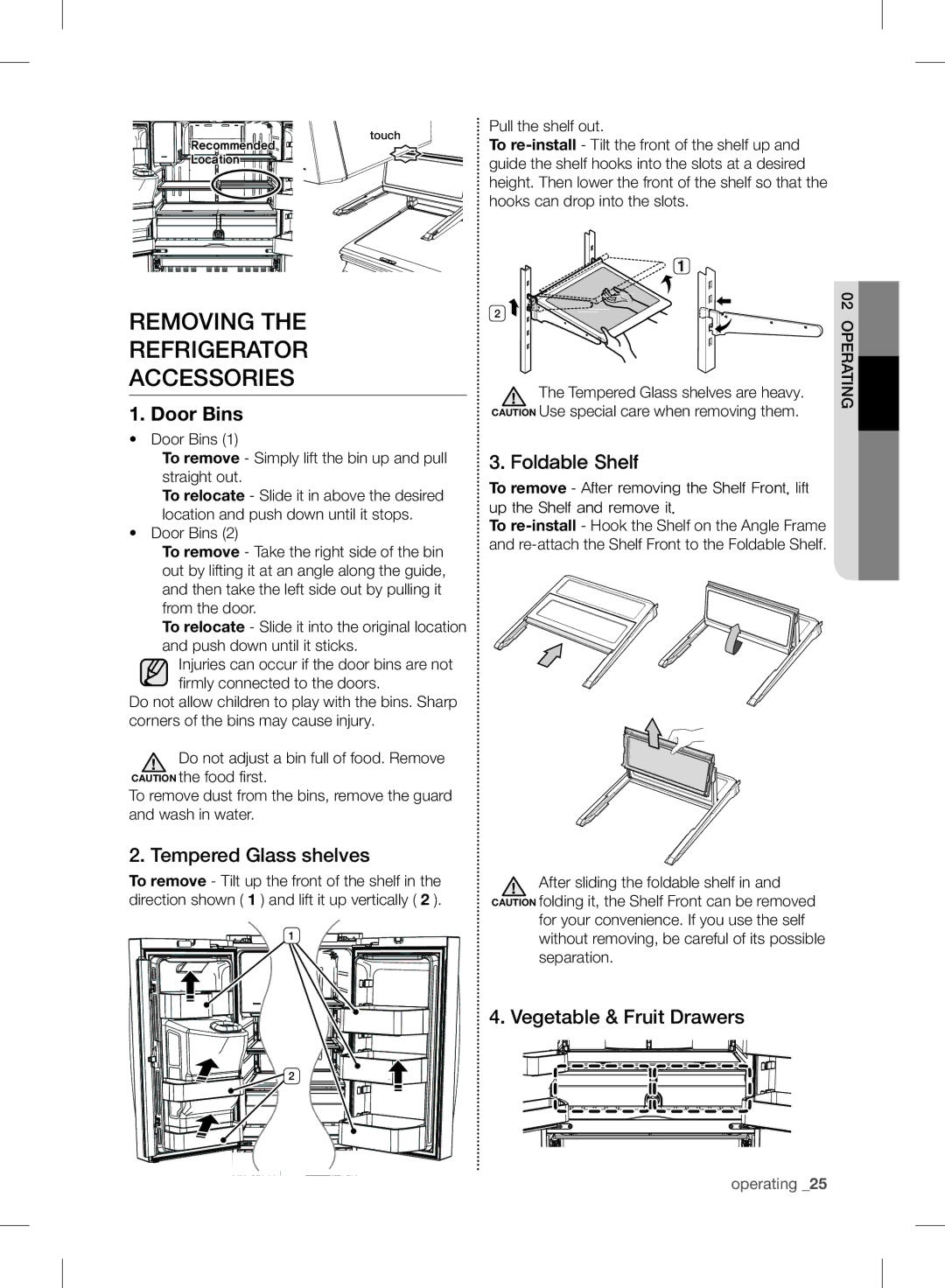 Samsung RF24FSEDBSR Removing Refrigerator Accessories, Tempered Glass shelves, Foldable Shelf, Vegetable & Fruit Drawers 